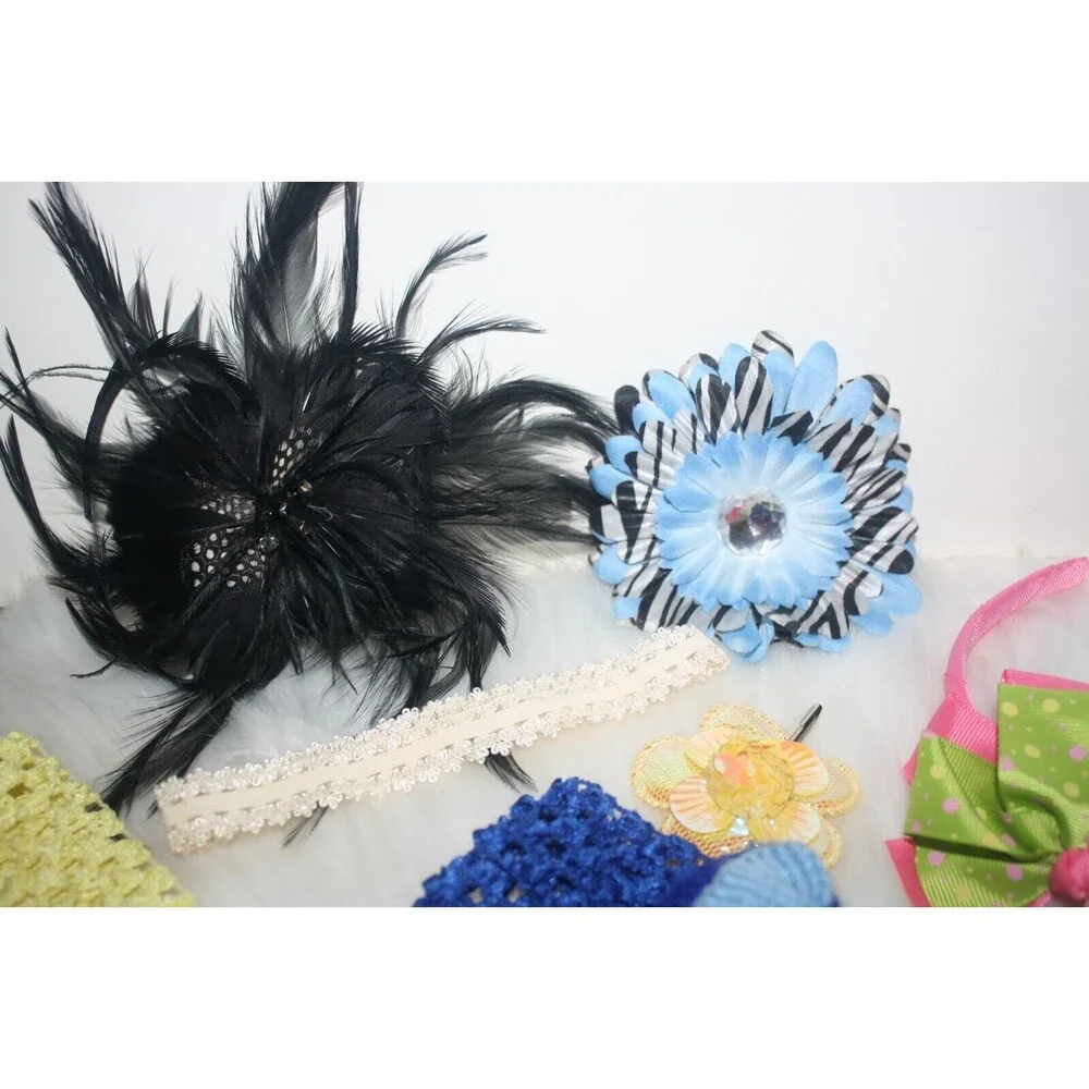 Lot of 7 Girls Hair Accessories Headbands Bows Colorful NIP